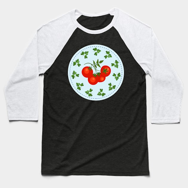 Cute Veggie Stamp Baseball T-Shirt by SWON Design